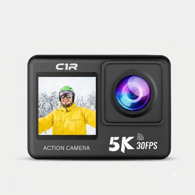 Camera Hành Động (Hành Trình) Xe Máy Giá Rẻ Tirek C1R 5K - Chống Rung - 2 Màn Hình Tặng Pin, Dock Sạc