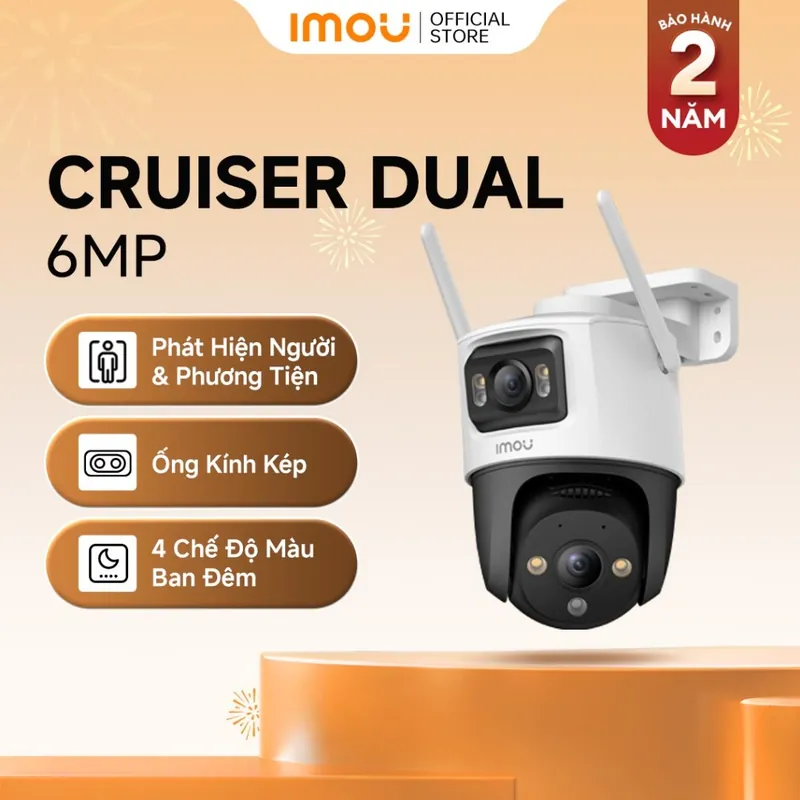 Camera Wifi ngoài trời 2 mắt Imou Cruiser Dual I 6MP/10MP I IPC-S7XP-10M0WED I Xoay 360° | Còi hú