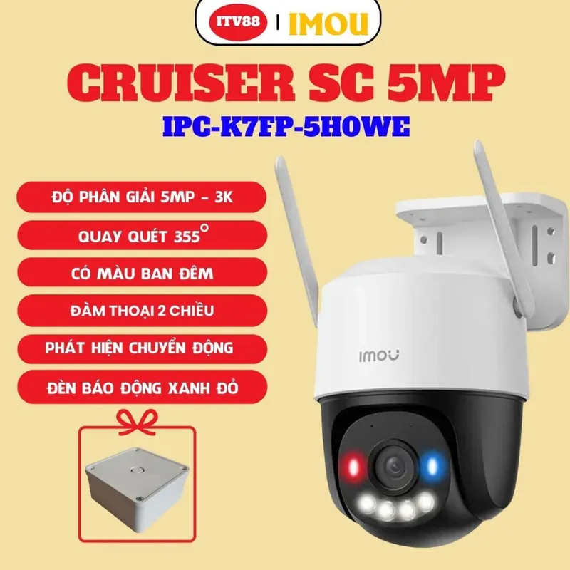 CAMERA IMOU NGOÀI TRỜI CRUISER SC 5MP/3MP - IPC-K7FP-5H0WE/3H0WE | CÓ MÀU I ĐÀM THOẠI 2 CHIỀU