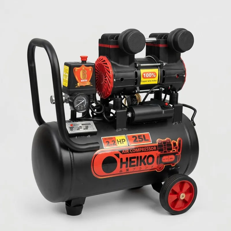 Máy nén khí không dầu Heiko 25 lít 2.2hp và 14 lít 2.2hp , dây đồng 100%, lên hơi nhanh